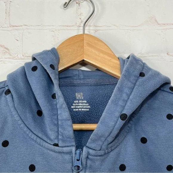 GAP Full Zip Hoodie Sweatshirt Girls XXL 14-16 Blue Polka Dot Pockets - Picture 3 of 7